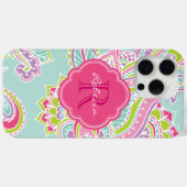 Mint Bohemian Paisley Custom Monogram Case-Mate iPhone Case (Achterkant (horizontaal))