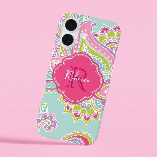 Mint Bohemian Paisley Custom Monogram Case-Mate iPhone Case