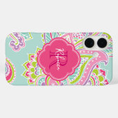 Mint Bohemian Paisley Custom Monogram Case-Mate iPhone Case (Achterkant (horizontaal))