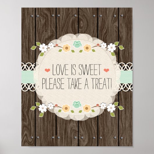 Mint Boho Rustic Wedding Shower Snoep Bar Poster (Voorkant)