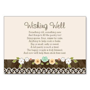 Mint Boho Rustic Wedding Shower WISHING WELL CARD Kaart