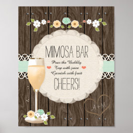 Mint Boho Rustic Wedding Vrijgezellenfeest Mimosa Poster