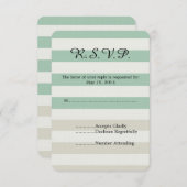 Mint, Bord en witte strepen bruiloft RSVP (Voorkant / Achterkant)