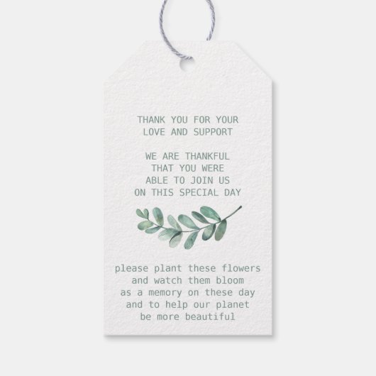 Mint botanische blad bruiloft gunsten Label Cadeaulabel (Achterkant)