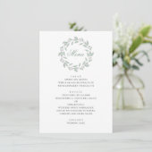 Mint botanische bruiloft. Elegant eenvoudig geblad Menu (Staand voorkant)