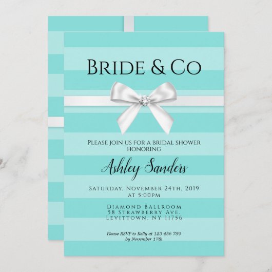 Mint Bride & Co. Bridal Shower Invitation Kaart (Voorkant / Achterkant)