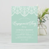 Mint Brocade Lace Engagement Party Kaart (Staand voorkant)