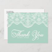 Mint Brocade Lace Wedding Bedankt Briefkaart (Voorkant / Achterkant)