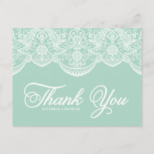Mint Brocade Lace Wedding Bedankt Briefkaart