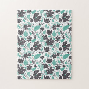 Mint Brown Flower Blossom Legpuzzel