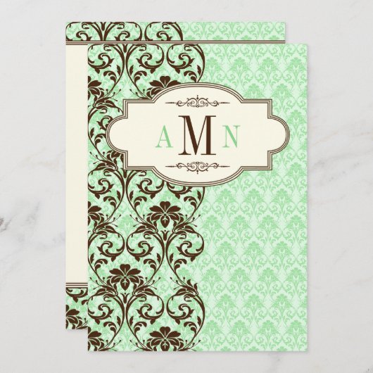 Mint, Bruin Scroll Brouwerij Uitnodiging (Voorkant / Achterkant)