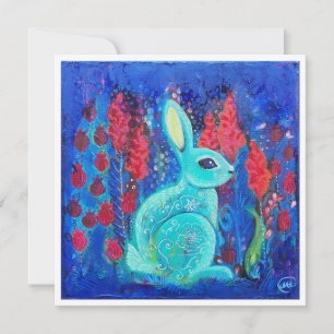 Mint Bunny Mini Art Print Invitation Kaart