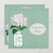 Mint Burlap, Mason Jar & Hydrangea Verloving Kaart (Voorkant / Achterkant)