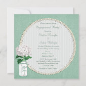 Mint Burlap, Mason Jar & Hydrangea Verloving Kaart (Achterkant)