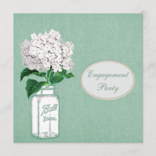Mint Burlap, Mason Jar & Hydrangea Verloving Kaart