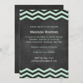 Mint & Chalkboard Chevron Bat Mitzvah Uitnodiging (Voorkant / Achterkant)