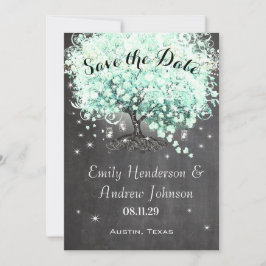 Mint Chalkboard Heart Leaf Tree Sla de datum op Kaart