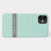 Mint Chevron Gray Name Sjabloon Case-Mate iPhone Case (Achterkant (horizontaal))