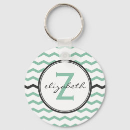 Mint Chevron Monogram Sleutelhanger