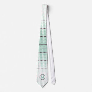 Mint Chevron Monogram Stropdas