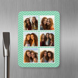 Mint Chevron Motif avec Collage photo 6 tendance<br><div class="desc">Utilisez des photos de compte Instagram ou d'autres applications de partage populaires avec six photos carrés pour créer un cadeau unique et personnel. Ou vous pouvez garder le chiot hipster et faire un gardien branché. Si vous avez besoin d'ajuster les images,  cliquez sur l'outil personnaliser pour apporter des modifications.</div>