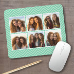 Mint Chevron Motif avec Collage photo 6 tendance<br><div class="desc">Utilisez des photos de compte Instagram ou d'autres applications de partage populaires avec six photos carrés pour créer un cadeau unique et personnel. Ou vous pouvez garder le chiot hipster et faire un gardien branché. Si vous avez besoin d'ajuster les images,  cliquez sur l'outil personnaliser pour apporter des modifications.</div>