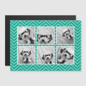 Mint Chevron Pattern met Trendy 6 Photo Collage (Voorkant / Achterkant)