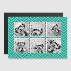 Mint Chevron Pattern met Trendy 6 Photo Collage
