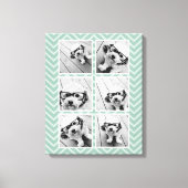 Mint Chevron Pattern met Trendy 6 Photo Collage Canvas Afdruk (Voorkant)