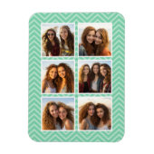 Mint Chevron Pattern met Trendy 6 Photo Collage Magneet (Verticaal)