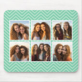 Mint Chevron Pattern met Trendy 6 Photo Collage Muismat (Voorkant)