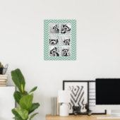 Mint Chevron Pattern met Trendy 6 Photo Collage Poster (Thuiskantoor)