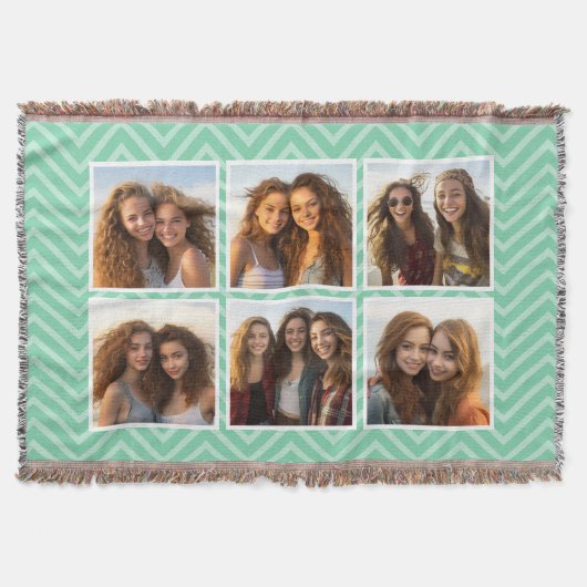 Mint Chevron Pattern Pastel Trendy 6 Foto Collage Deken (Voorkant)