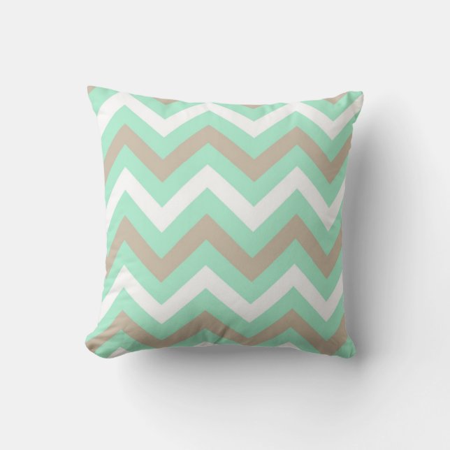 Mint Chevron Sierkussen (Voorkant)