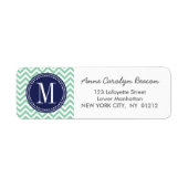 Mint Chevron zigzag gepersonaliseerd monogram Etiket (Voorkant)