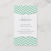 Mint Chevron Zigzag Gepersonaliseerd Monogram Visitekaartje (Achterkant)