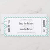 Mint Chevron Zigzag  Modern Ticket Wedding Kaart (Achterkant)