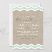 Mint Chevrons op Burlap Rehearsal Dinner Invite Kaart (Voorkant)