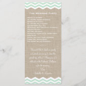 Mint Chevrons op Burlap Wedding Program Programma (Achterkant)