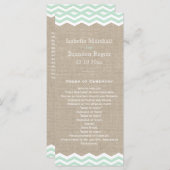 Mint Chevrons op Burlap Wedding Program Programma (Voorkant / Achterkant)