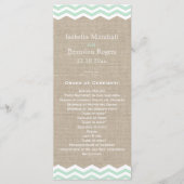 Mint Chevrons op Burlap Wedding Program Programma (Voorkant)