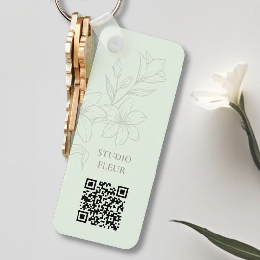 Mint | Chic Minimal Floral QR Sleutelhanger