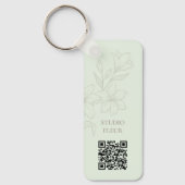 Mint | Chic Minimal Floral QR Sleutelhanger (Voorkant)