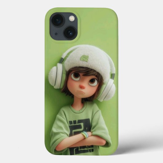 Mint Chill: Aesthetic Boy with Headphones Case-Mate iPhone Case (Achterkant)