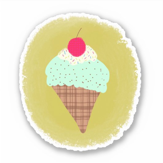 Mint Chocolade Chip Cone Sticker (Voorkant)