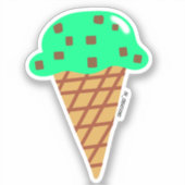 Mint chocolade chip ijs kegel sticker (Voorkant)