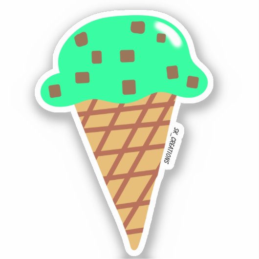 Mint chocolade chip ijs kegel sticker (Voorkant)