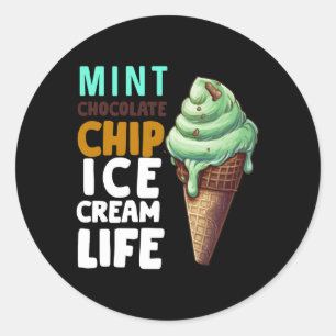 Mint Chocolade Chip Ijs Voor Ronde Sticker