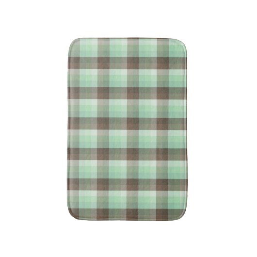 Mint Chocolade Chip Kleur Blok Plaid Strepen Badmat (Voorkant Verticaal)