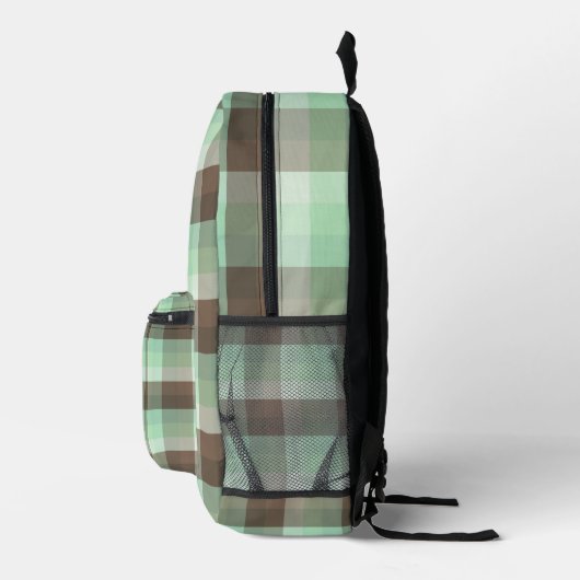 Mint Chocolade Chip Kleur Blok Plaid Strepen Bedrukte Rugzak (Rechts)